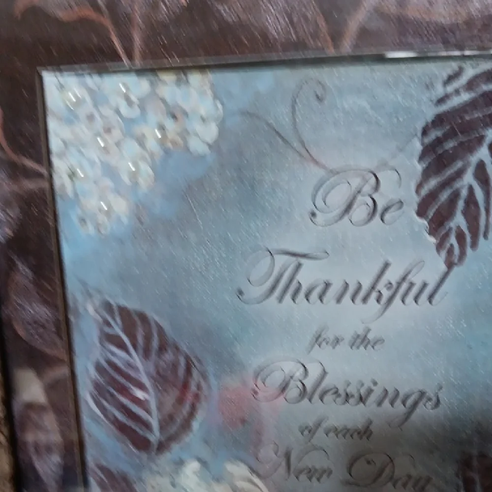 Ornate Brown and Gold Picture Frame Accent With Glass Adorned With Leaves.